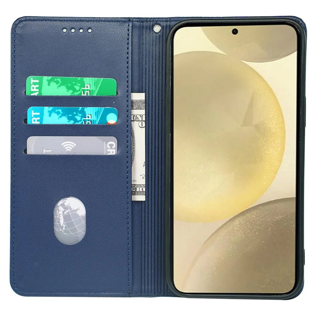 For Samsung Galaxy A55 5G  Case Wallet PU Leather Clover Phone Cover - Blue - 2