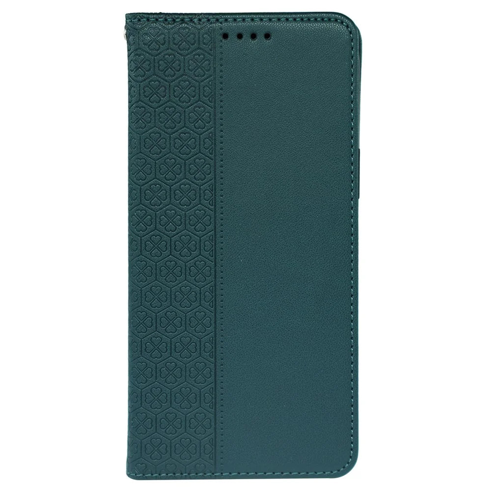 For Samsung Galaxy A35 5G Case Wallet Leather Phone Cover Four-Leaf Clover Pattern - Green - 5