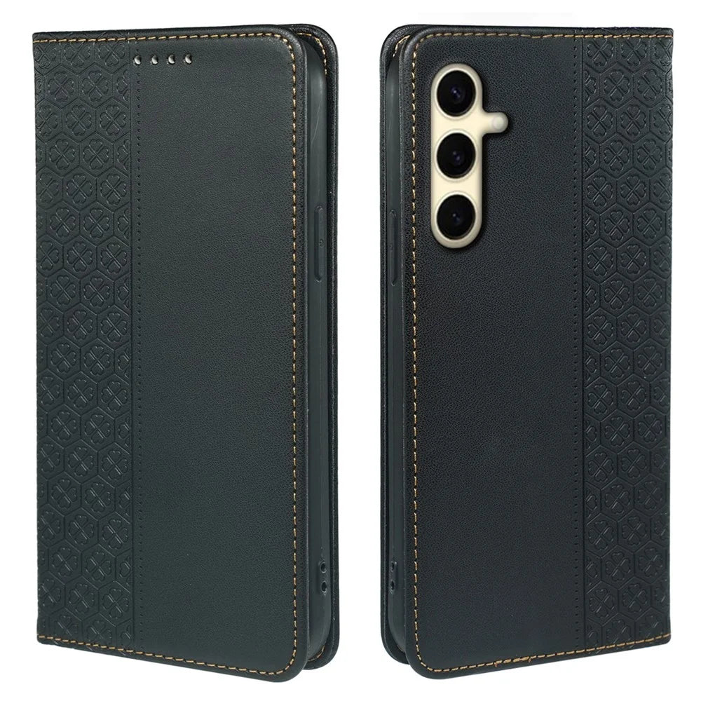 For Samsung Galaxy A25 5G (Global) (161.0 X 76.5 X 8.3mm) Case Pattern Imprint Leather Phone Cover - Black - 1