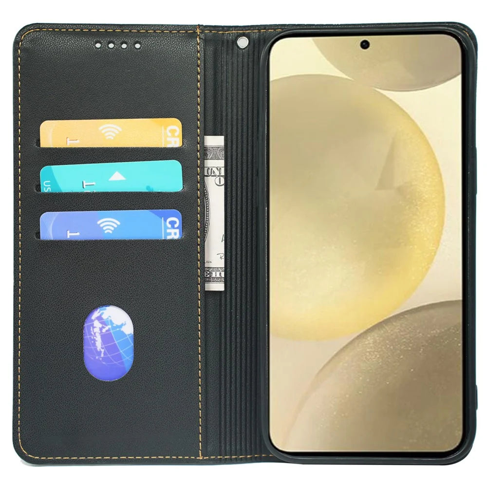 For Samsung Galaxy A25 5G (Global) (161.0 X 76.5 X 8.3mm) Case Pattern Imprint Leather Phone Cover - Black - 2