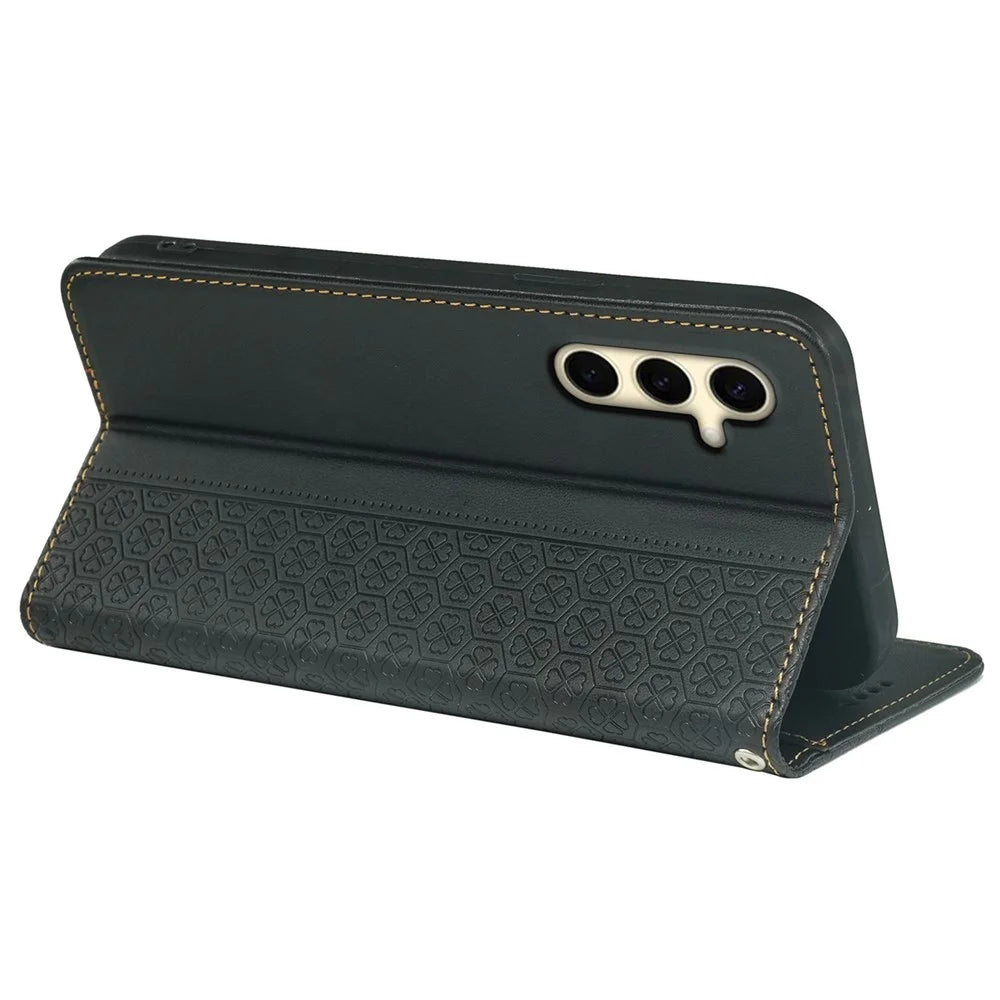 For Samsung Galaxy A25 5G (Global) (161.0 X 76.5 X 8.3mm) Case Pattern Imprint Leather Phone Cover - Black - 4