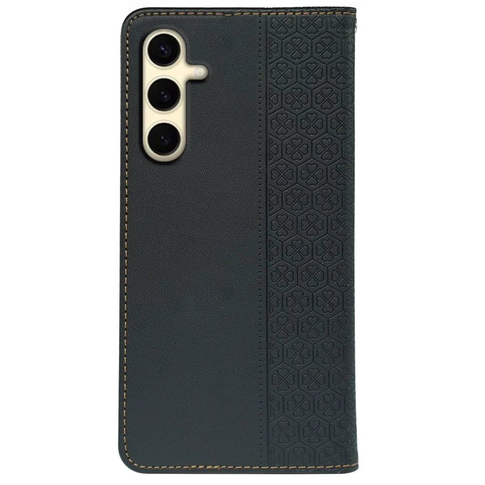 For Samsung Galaxy A25 5G (Global) (161.0 X 76.5 X 8.3mm) Case Pattern Imprint Leather Phone Cover - Black - 6