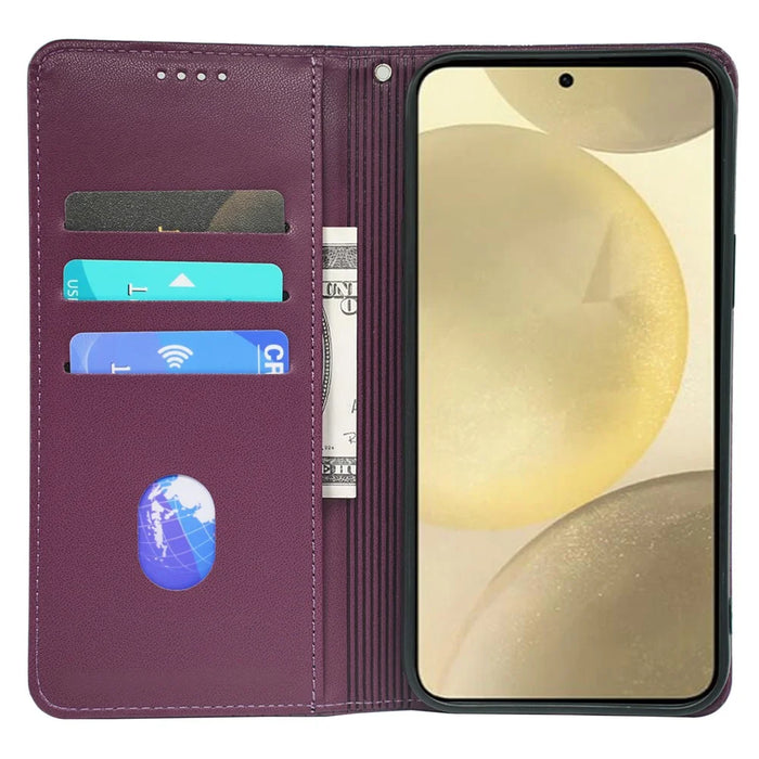 For Samsung Galaxy A15 4G / 5G Case Wallet Leather Phone Cover Four-Leaf Clover Pattern - Dark Purple - 2
