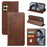 For Samsung Galaxy A35 5G Wallet Case Leather Phone Cover Calf Texture Strong Magnetic Closure - Brown - 1