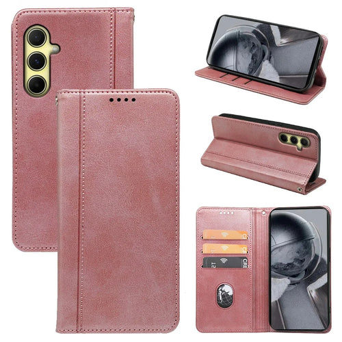 For Samsung Galaxy A25 5G (Global) (161.0 X 76.5 X 8.3mm) Case Wallet Leather Phone Cover - Rose Gold - 1