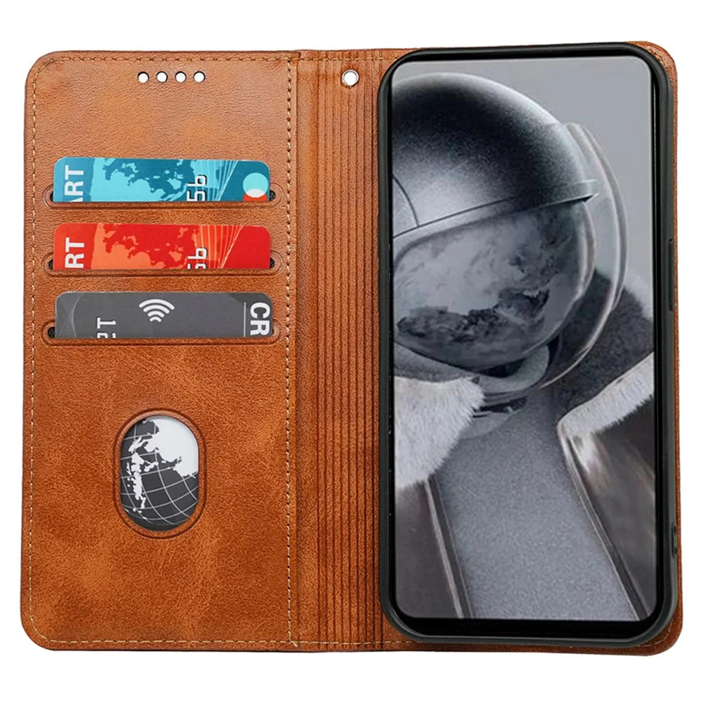 For Samsung Galaxy A05s 4G Phone Case Calf Texture Card Slots PU Leather Flip Cover - Yellow - 2