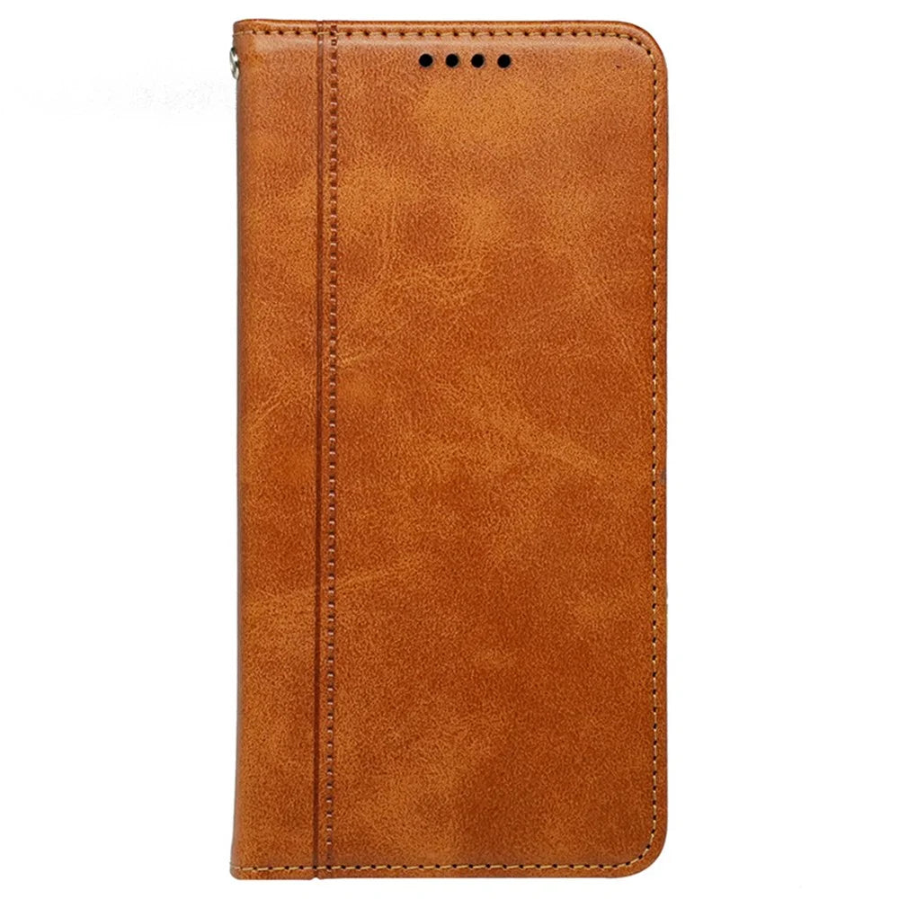 For Samsung Galaxy A05s 4G Phone Case Calf Texture Card Slots PU Leather Flip Cover - Yellow - 5