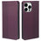 For iPhone 15 Pro Case Four-Leaf Clover Leather Flip Phone Cover - Dark Purple - 1