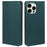 For iPhone 14 Pro Case Wallet Card Slots Leather Phone Cover Clover Imprint - Green - 1