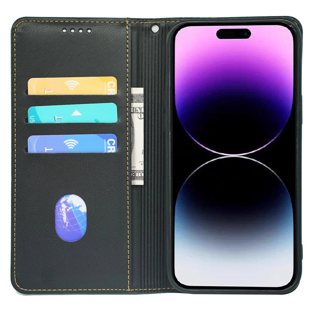 For iPhone 14 Pro Max Case Four-Leaf Clover Leather Wallet Phone Cover - Black - 2