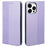 For iPhone 13 Pro Max Wallet Case Four-Leaf Clover Leather Phone Cover - Light Purple - 1
