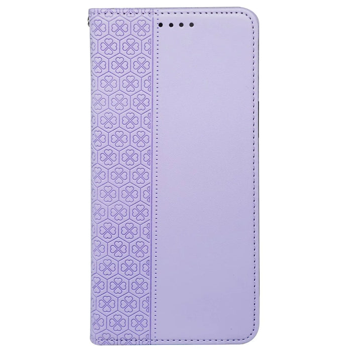 For iPhone 13 Pro Max Wallet Case Four-Leaf Clover Leather Phone Cover - Light Purple - 5