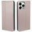 For iPhone 13 Pro Case Four-Leaf Clover Imprinted Leather Folio Phone Cover - Rose Gold - 1