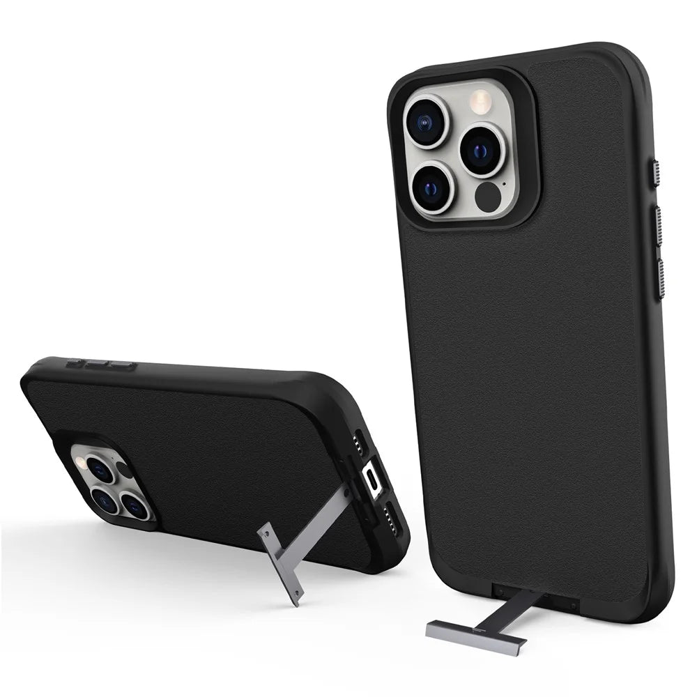 Taurustar Series For iPhone 16 Pro Max Case Kickstand Design PC+TPU Phone Cover - Black - 2