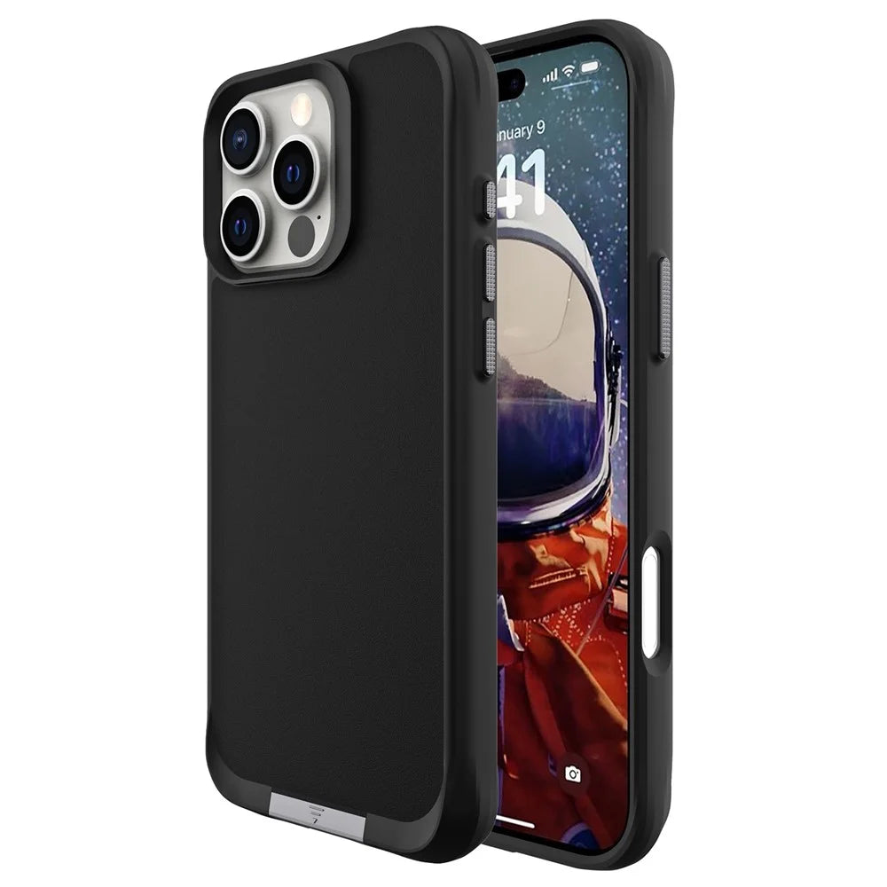 Taurustar Series For iPhone 16 Pro Max Case Kickstand Design PC+TPU Phone Cover - Black - 3