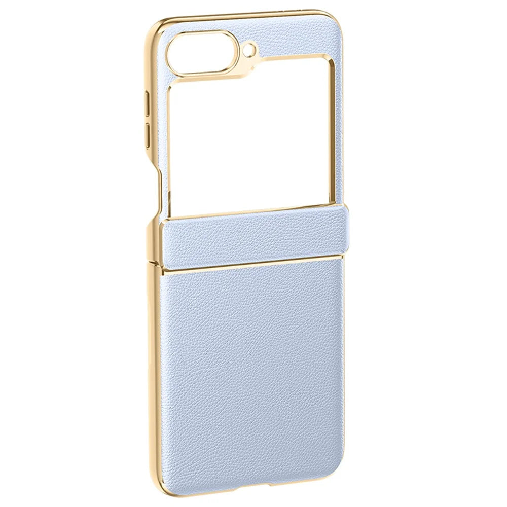 For Samsung Galaxy Z Flip7 FE 5G / Z Flip6 5G Case Hinge Protection Leather Back Cover with Rear Screen Film - Purple - 3