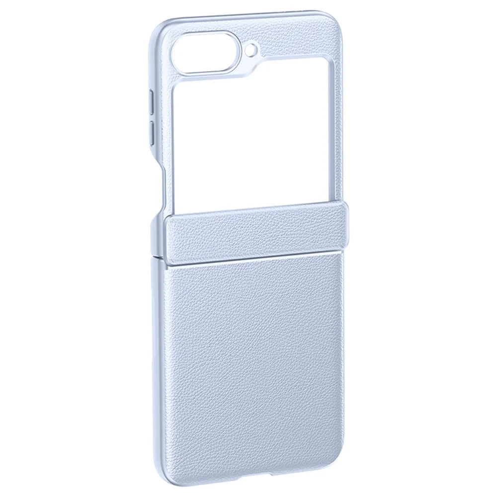 For Samsung Galaxy Z Flip7 FE 5G / Z Flip6 5G Case Leather+PC Hinge Design Phone Cover with Rear Screen Film - Purple - 4