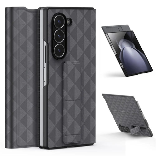 DUX DUCIS Fitt Series for Samsung Galaxy Z Fold6 5G Case Leather Phone Cover with Card Slot Kickstand - Grey - 1
