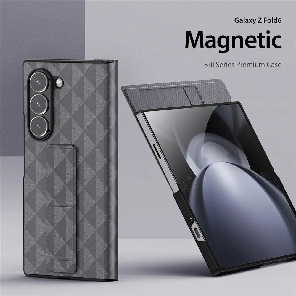 DUX DUCIS Fitt Series for Samsung Galaxy Z Fold6 5G Case Leather Phone Cover with Card Slot Kickstand - Grey - 4