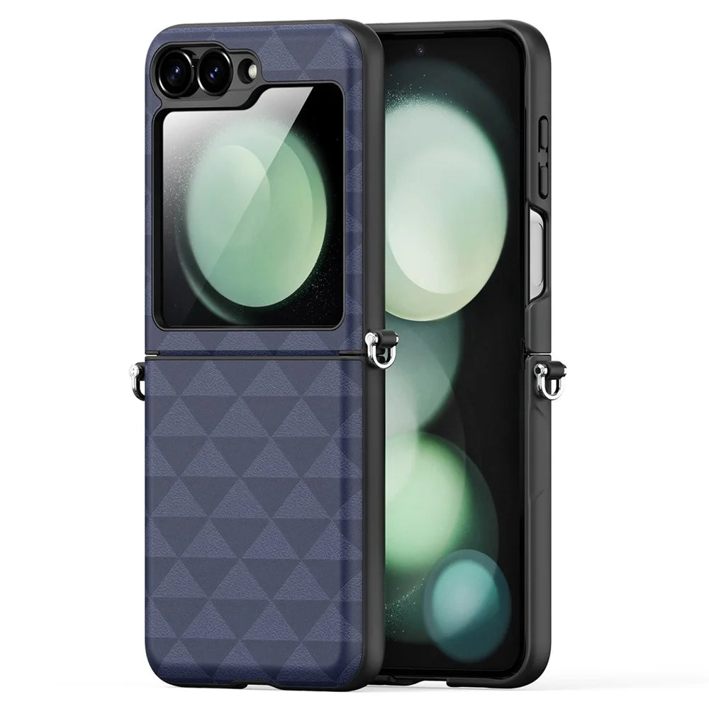 DUX DUCIS Fitt Series for Samsung Galaxy Z Flip7 FE 5G / Z Flip6 5G Case Rhombus Leather+TPU Phone Cover - Blue - 2