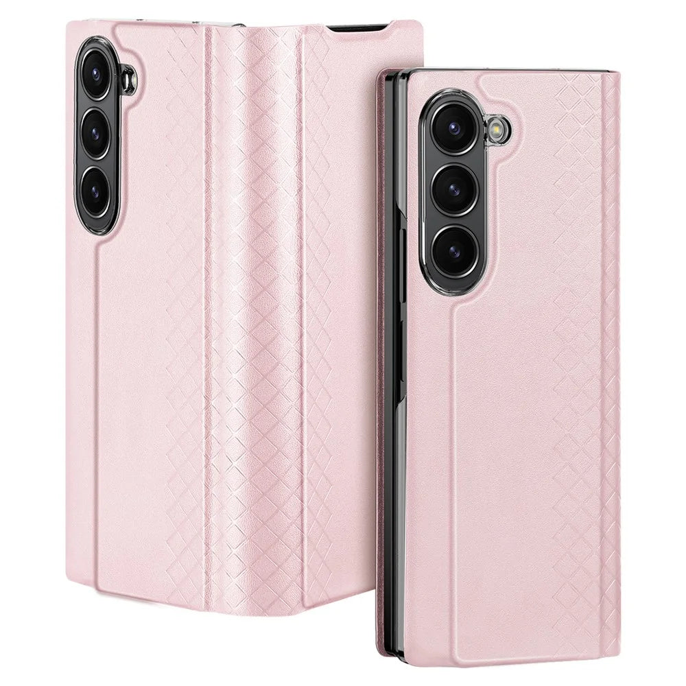 For Samsung Galaxy Z Fold6 5G Magnetic Case DUX DUCIS Bril Series Leather+PC Phone Cover with Stand - Pink - 2