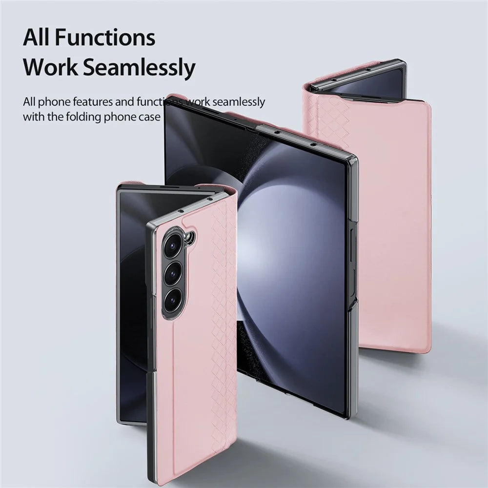 For Samsung Galaxy Z Fold6 5G Magnetic Case DUX DUCIS Bril Series Leather+PC Phone Cover with Stand - Pink - 5
