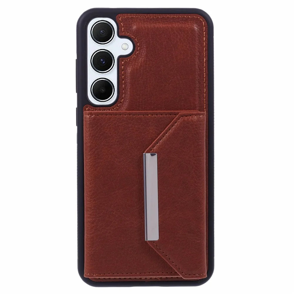 For Samsung Galaxy A55 5G Case Detachable Leather + TPU Phone Cover Card Holder - Brown - 2