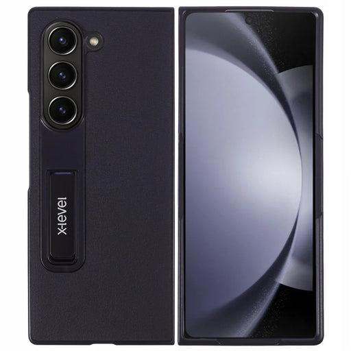 X-LEVEL For Samsung Galaxy Z Fold6 5G Magnetic Kickstand Phone Case PU Leather+PC Phone Cover - Black - 1