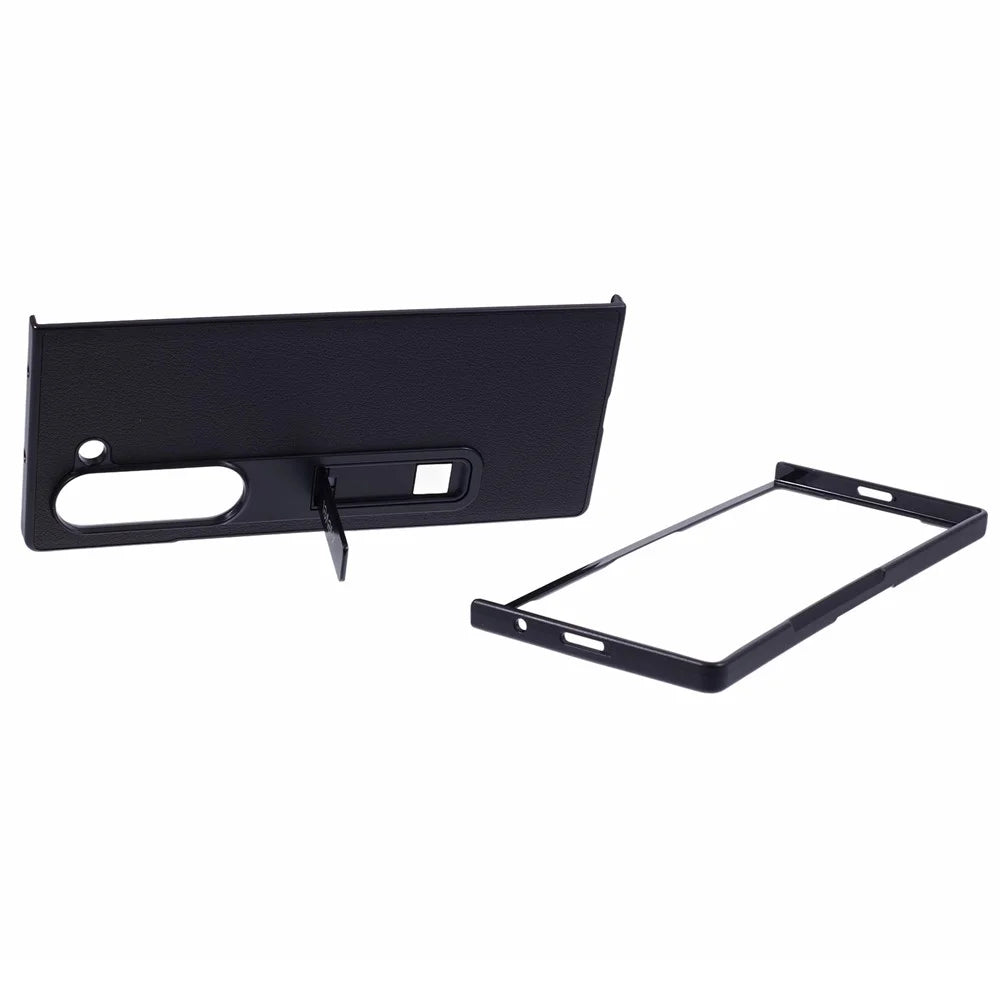 X-LEVEL For Samsung Galaxy Z Fold6 5G Magnetic Kickstand Phone Case PU Leather+PC Phone Cover - Black - 5