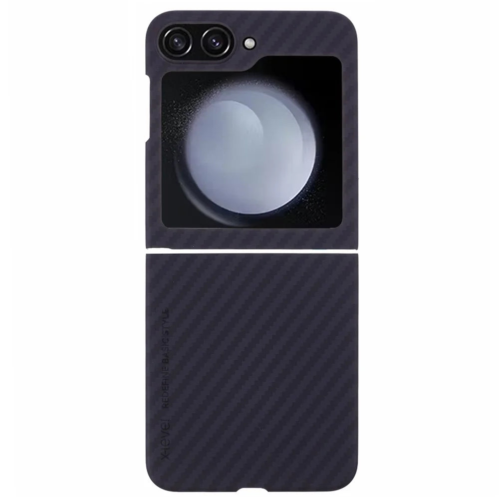 X-LEVEL For Samsung Galaxy Z Flip7 FE 5G / Z Flip6 5G Mobile Phone Case Carbon Fiber Texture PC Mobile Phone Back Cover - 1