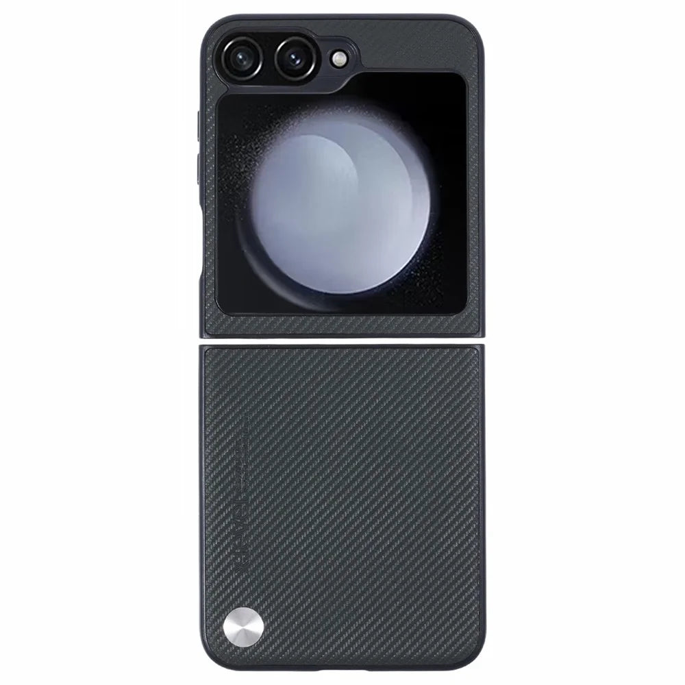 X-LEVEL Phone Case for Samsung Galaxy Z Flip7 FE 5G / Z Flip6 5G Carbon Fiber Texture PU Leather+PC Phone Cover - Green - 1