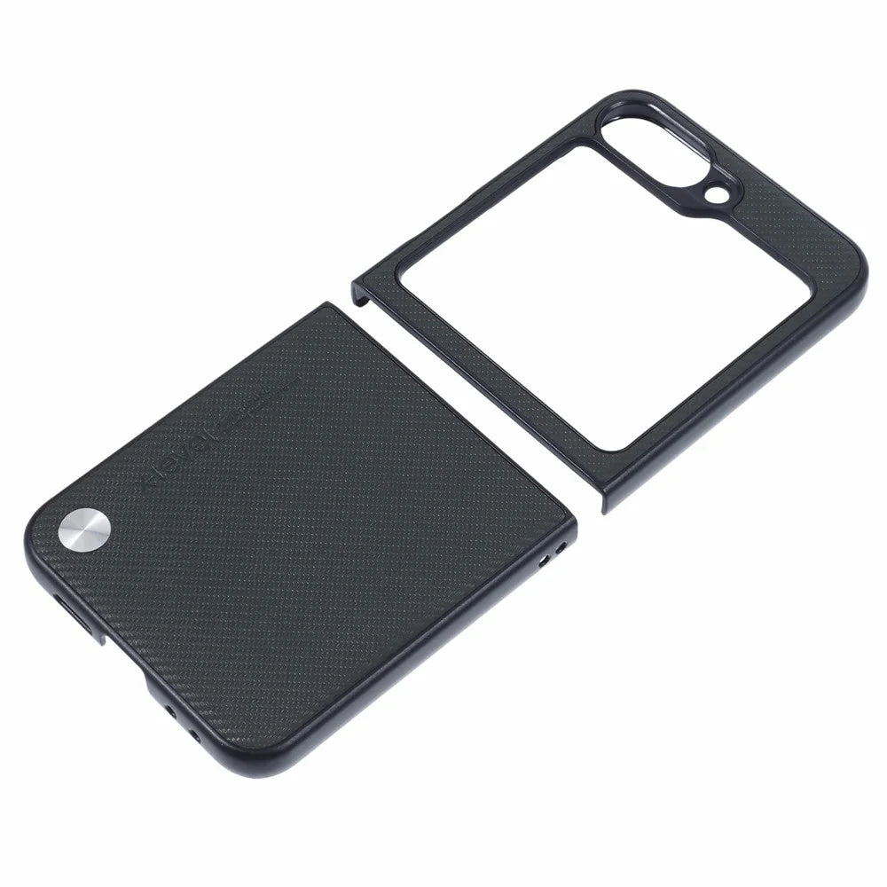 X-LEVEL Phone Case for Samsung Galaxy Z Flip7 FE 5G / Z Flip6 5G Carbon Fiber Texture PU Leather+PC Phone Cover - Green - 4