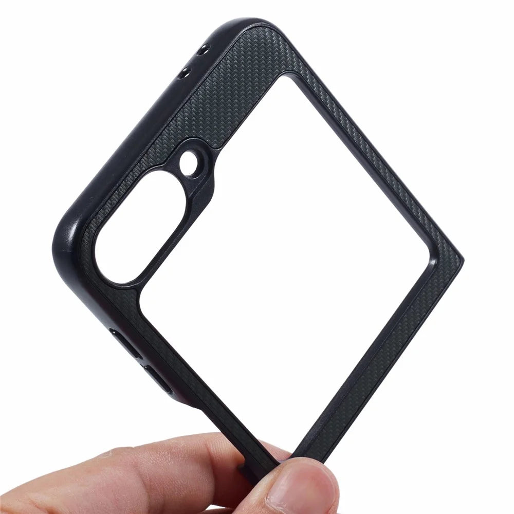 X-LEVEL Phone Case for Samsung Galaxy Z Flip7 FE 5G / Z Flip6 5G Carbon Fiber Texture PU Leather+PC Phone Cover - Green - 6