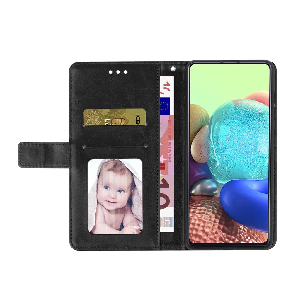 For Samsung Galaxy S24 FE Case with Wrist Strap Y Shaped Lines Imprint Leather Phone Cover - Black - 2