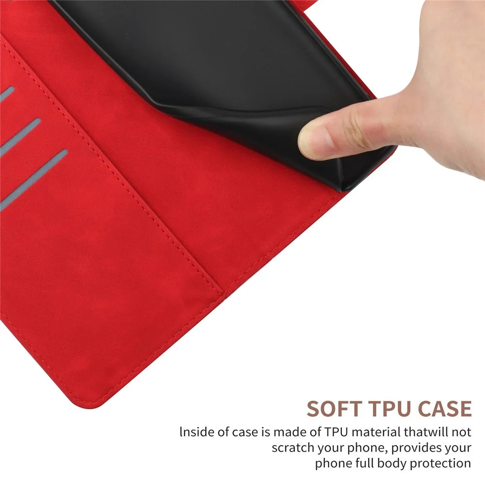 HT05 For Samsung Galaxy S24 FE Case Leather Magnetic Clasp Wallet Flip Phone Cover - Red - 7