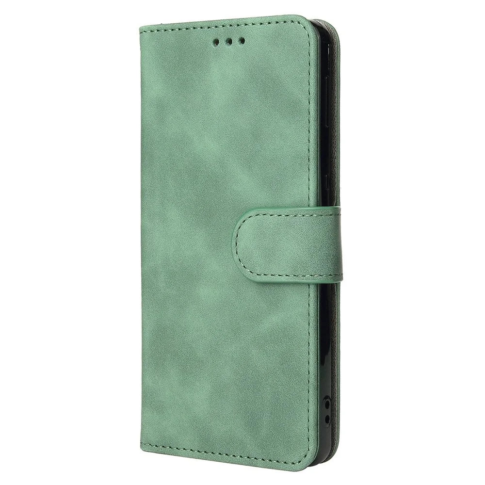 PU Leather Wallet Folio Flip Case for iPhone 14 Pro, Skin-touch Feeling Foldable Stand Protective Phone Cover - Green - 4