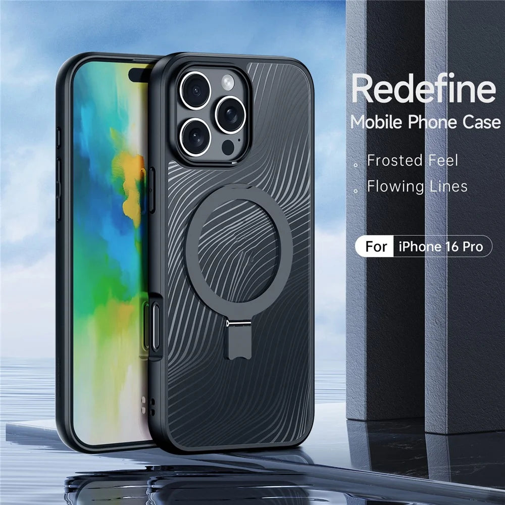 DUX DUCIS Aimo Series for iPhone 16 Pro Magnetic Phone Case TPU+PC Kickstand Cover (REACH Certification) - Black - 3