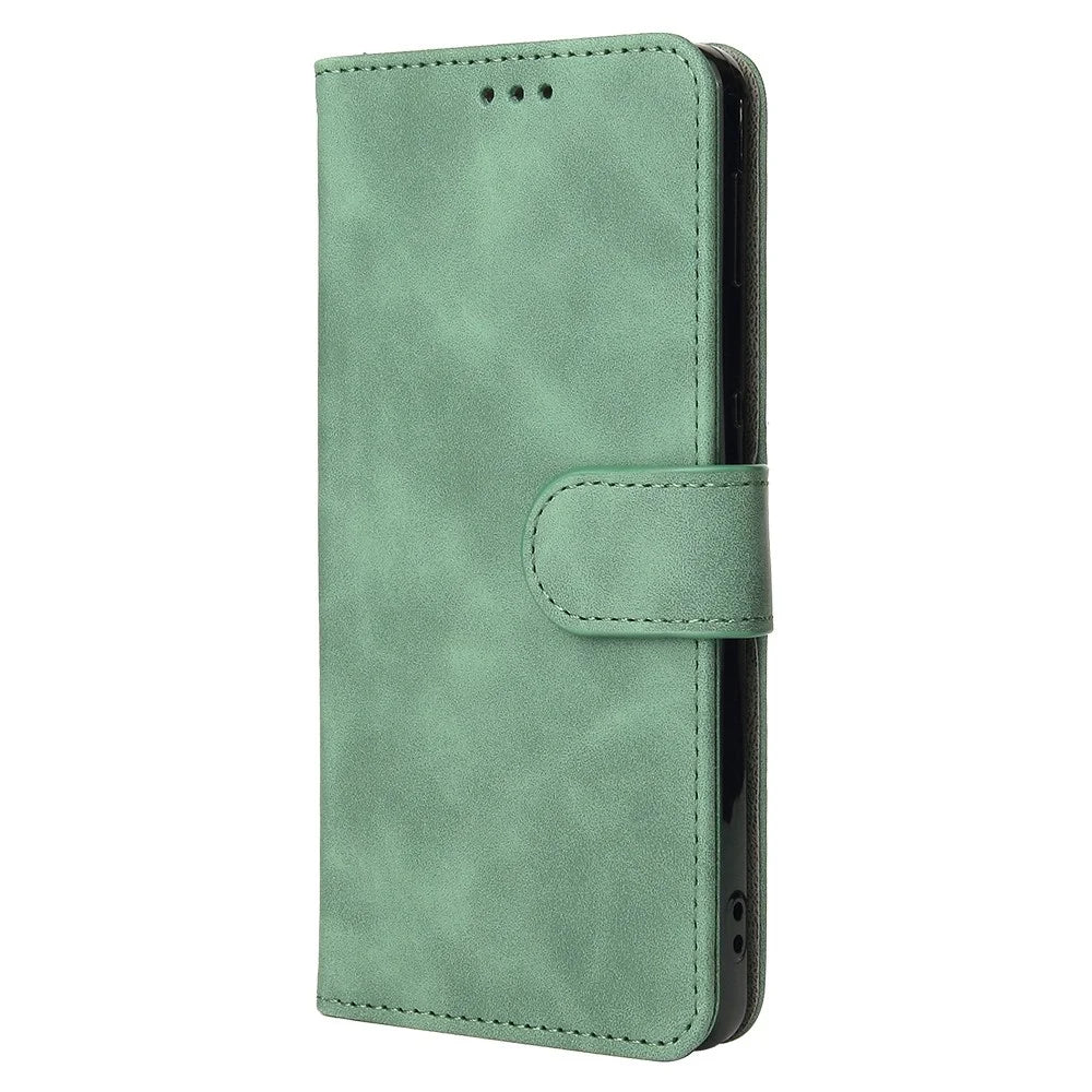 For iPhone 14 Anti-scratch PU Leather Case Skin-touch Feeling Stand Wallet Phone Cover - Green - 4