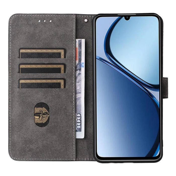 For Realme Note 60x 4G / C63 4G / C61 4G / Narzo N63 4G Stand Case RFID Blocking Leather Phone Cover with Strap - Black - 2