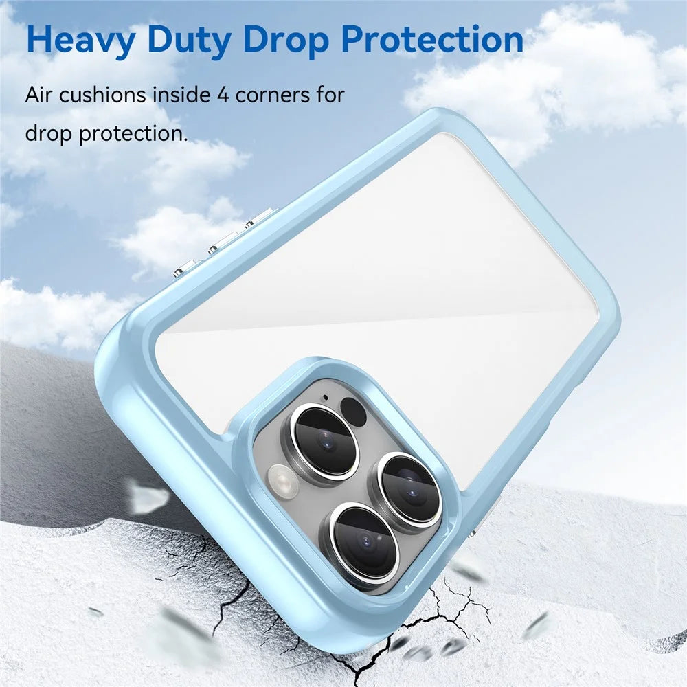 For iPhone 16 Pro Case TPU Frame Clear Acrylic Back Phone Cover - Blue - 3