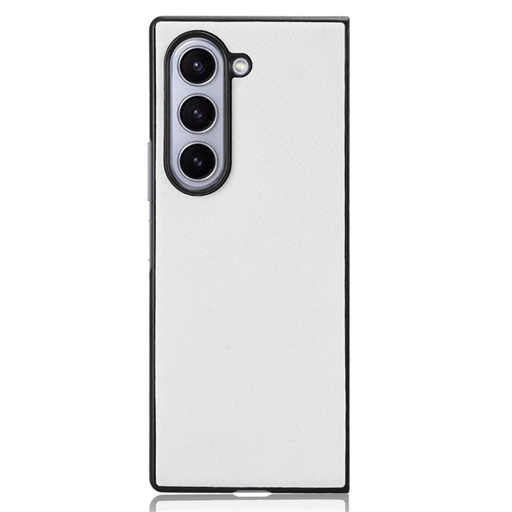 For Samsung Galaxy Z Fold6 5G Case PU Leather+PC Drop-Proof Shell Carbon Fiber Texture - White - 3