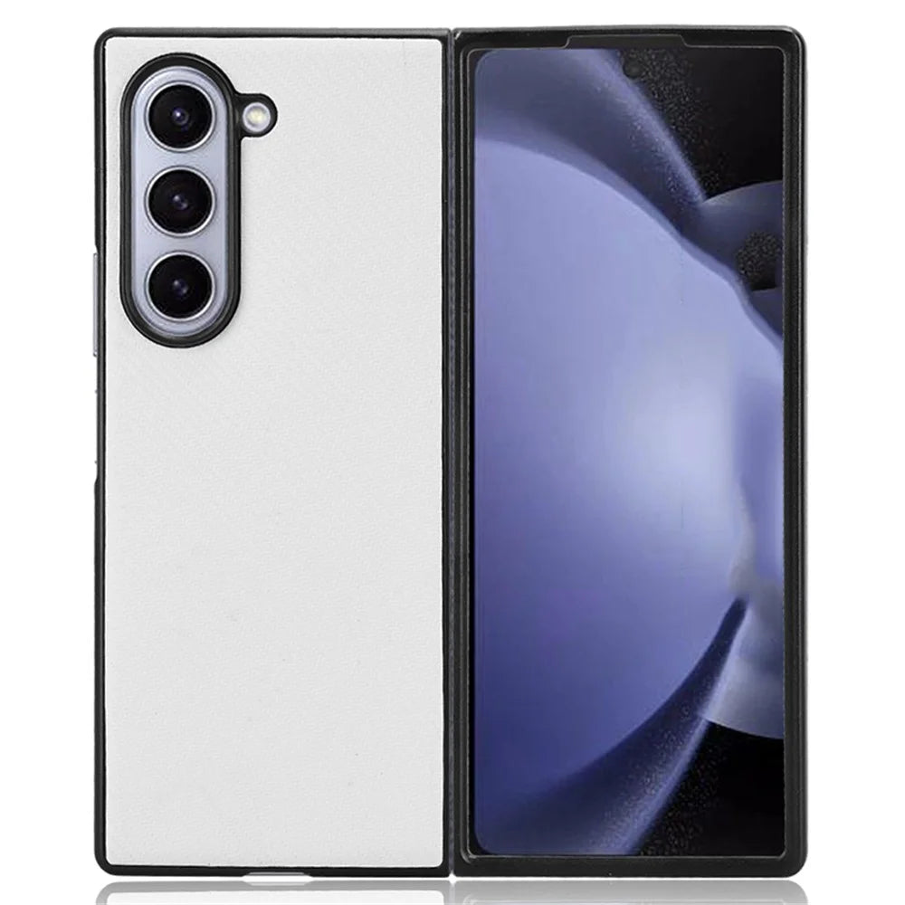 For Samsung Galaxy Z Fold6 5G Case PU Leather+PC Drop-Proof Shell Carbon Fiber Texture - White - 4