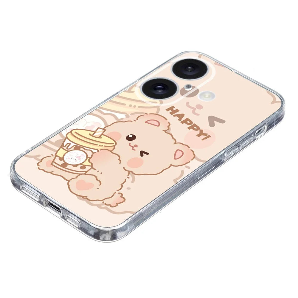 For iPhone 16 Case Soft TPU Pattern Printing Phone Cover with Transparent Edge - Bear - 4