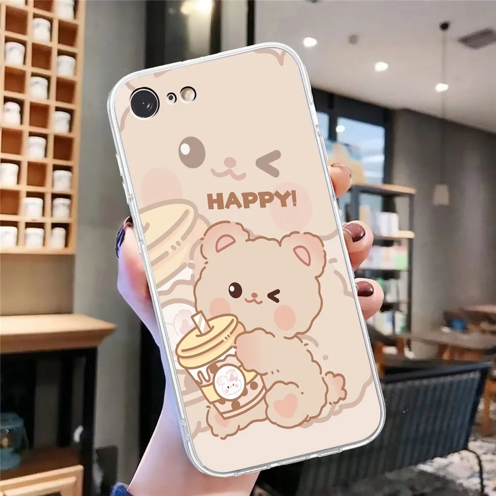 For iPhone 7 / 8 / SE (2020) / SE (2022) Case Printed Pattern TPU Phone Back Cover - Bear - 7