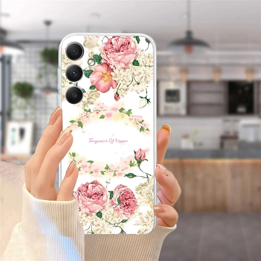 For Samsung Galaxy A34 5G Case Pattern Print Scratch-Proof TPU Phone Cover - Rose - 6