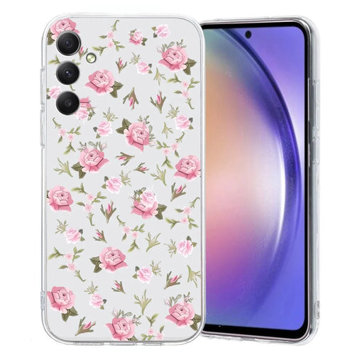 For Samsung Galaxy A25 5G (Global) (161.0 X 76.5 X 8.3mm) Case Pattern Print Anti-Drop TPU Phone Cover - Pink Flower - 1