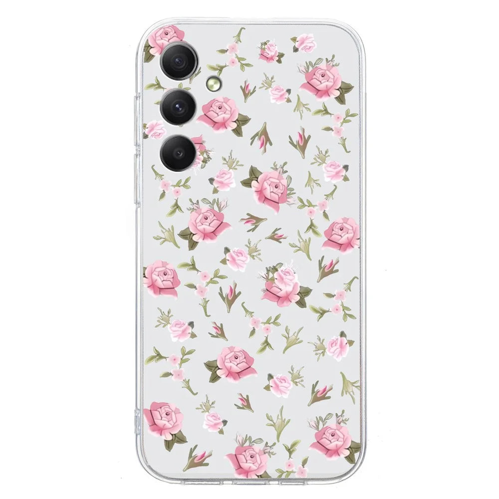For Samsung Galaxy A25 5G (Global) (161.0 X 76.5 X 8.3mm) Case Pattern Print Anti-Drop TPU Phone Cover - Pink Flower - 2