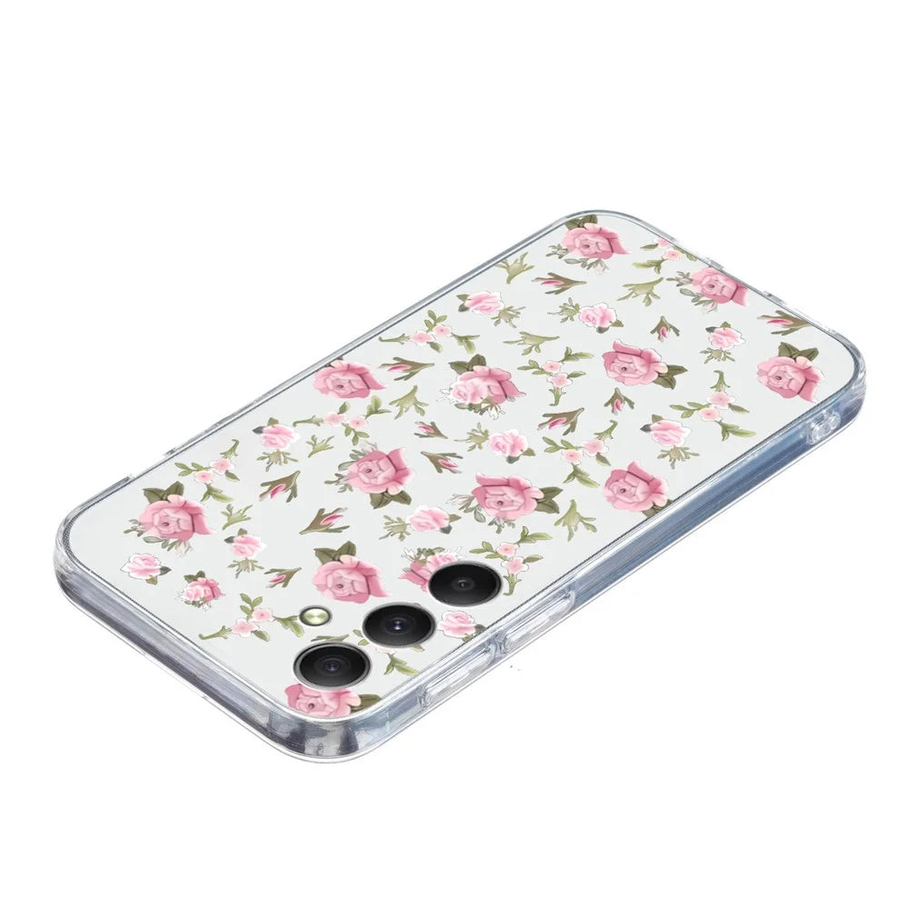 For Samsung Galaxy A25 5G (Global) (161.0 X 76.5 X 8.3mm) Case Pattern Print Anti-Drop TPU Phone Cover - Pink Flower - 4