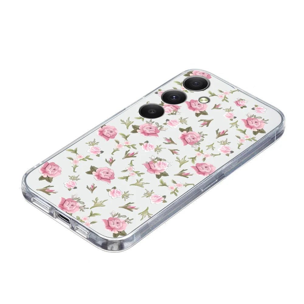 For Samsung Galaxy A25 5G (Global) (161.0 X 76.5 X 8.3mm) Case Pattern Print Anti-Drop TPU Phone Cover - Pink Flower - 5