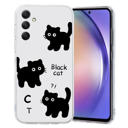 For Samsung Galaxy A05s 4G Slim Case TPU Phone Cover Pattern Printing - Black Cat - 1